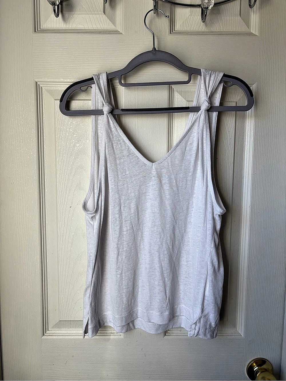 Madewell Knotted-Strap White Linen Tank Top XL